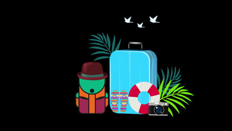 summer-travel-animation-vacations-Tourism-concept-essential-items-for-journey-with-Alpha-Channel.
